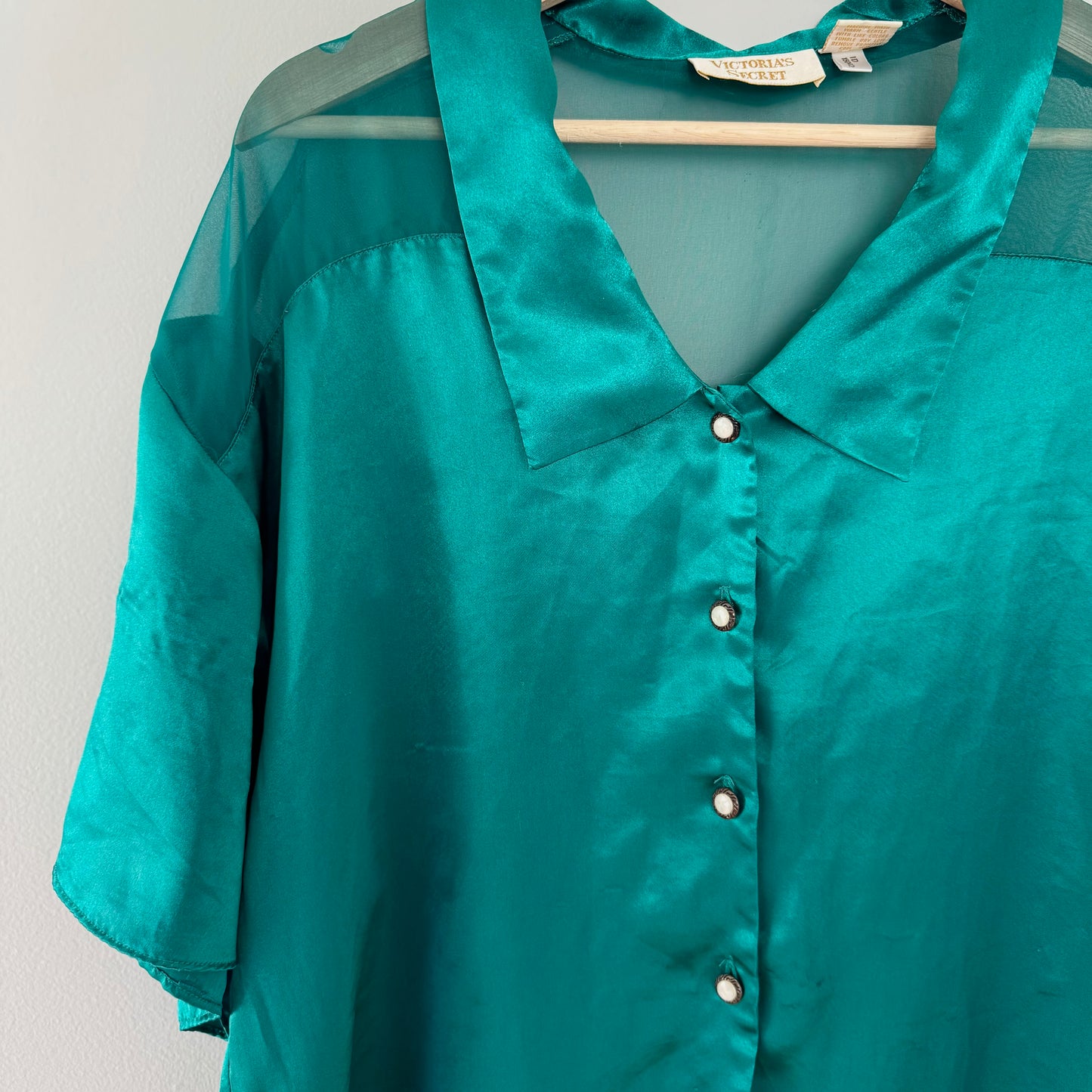 VS Emerald Green Satin Pajama Set (L)