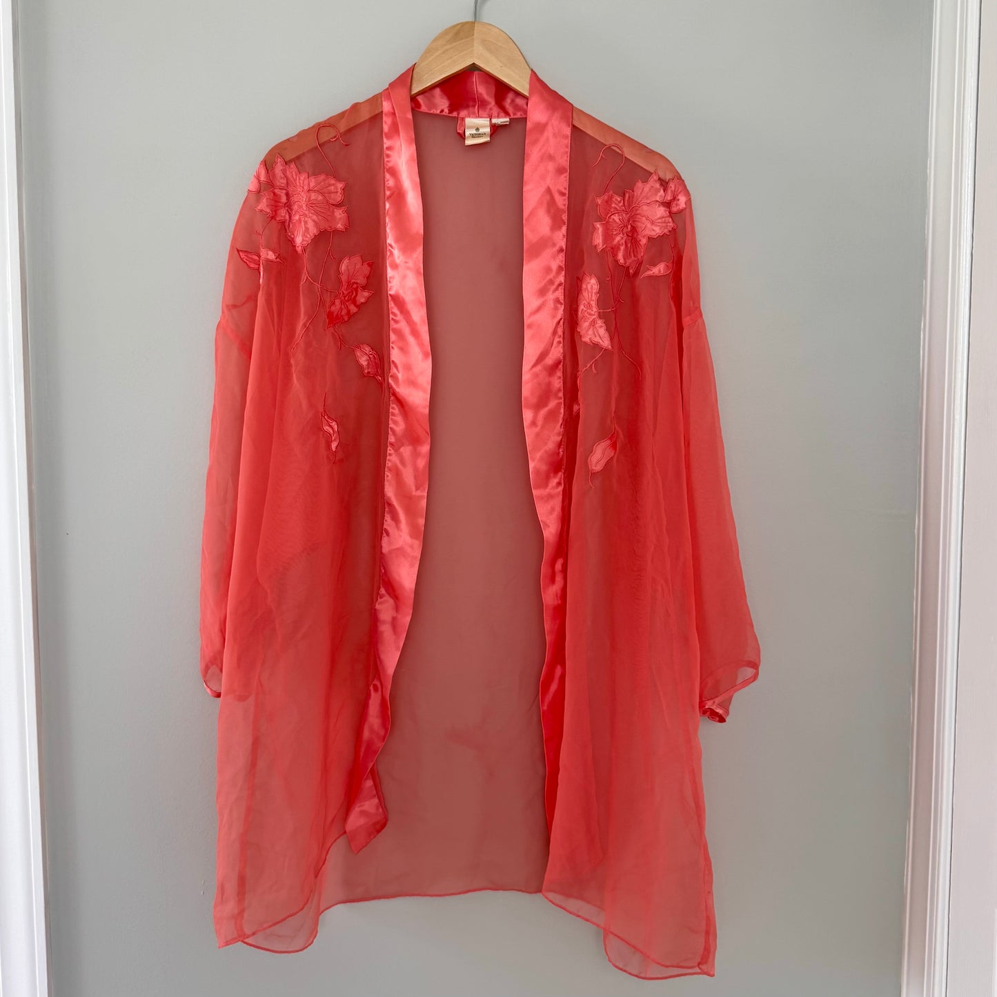 VS Coral Satin Slip Dress & Robe (L)