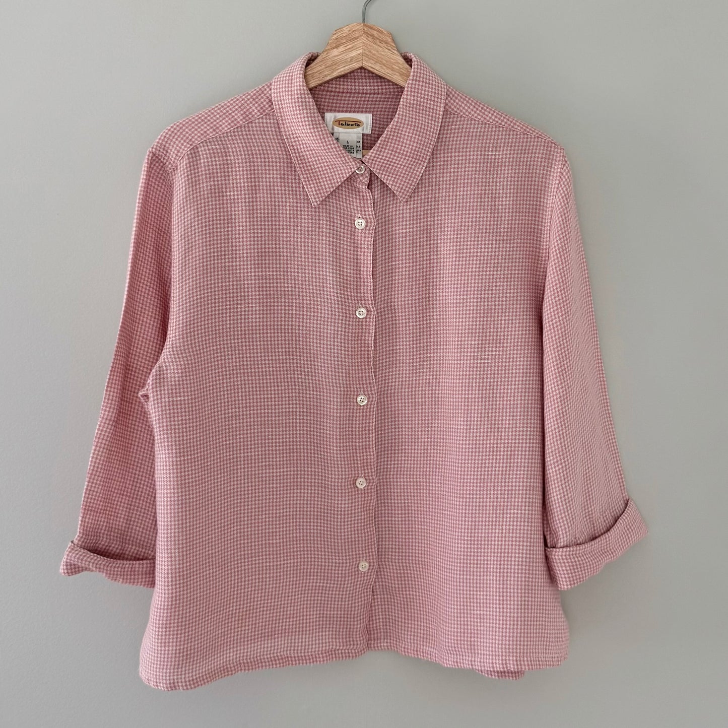 Talbots Houndstooth Button Up Flannel Shirt (L)