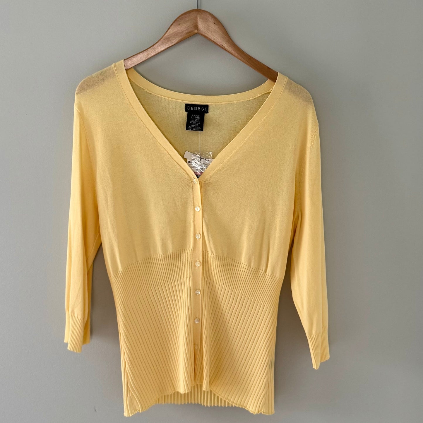 George Yellow Ribbed Cardigan (Large)