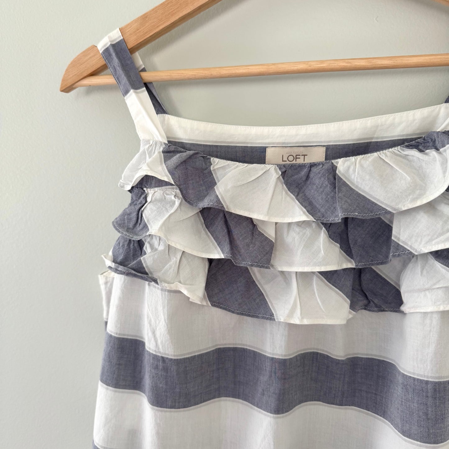 Loft Striped Ruffle Tank Top (S)
