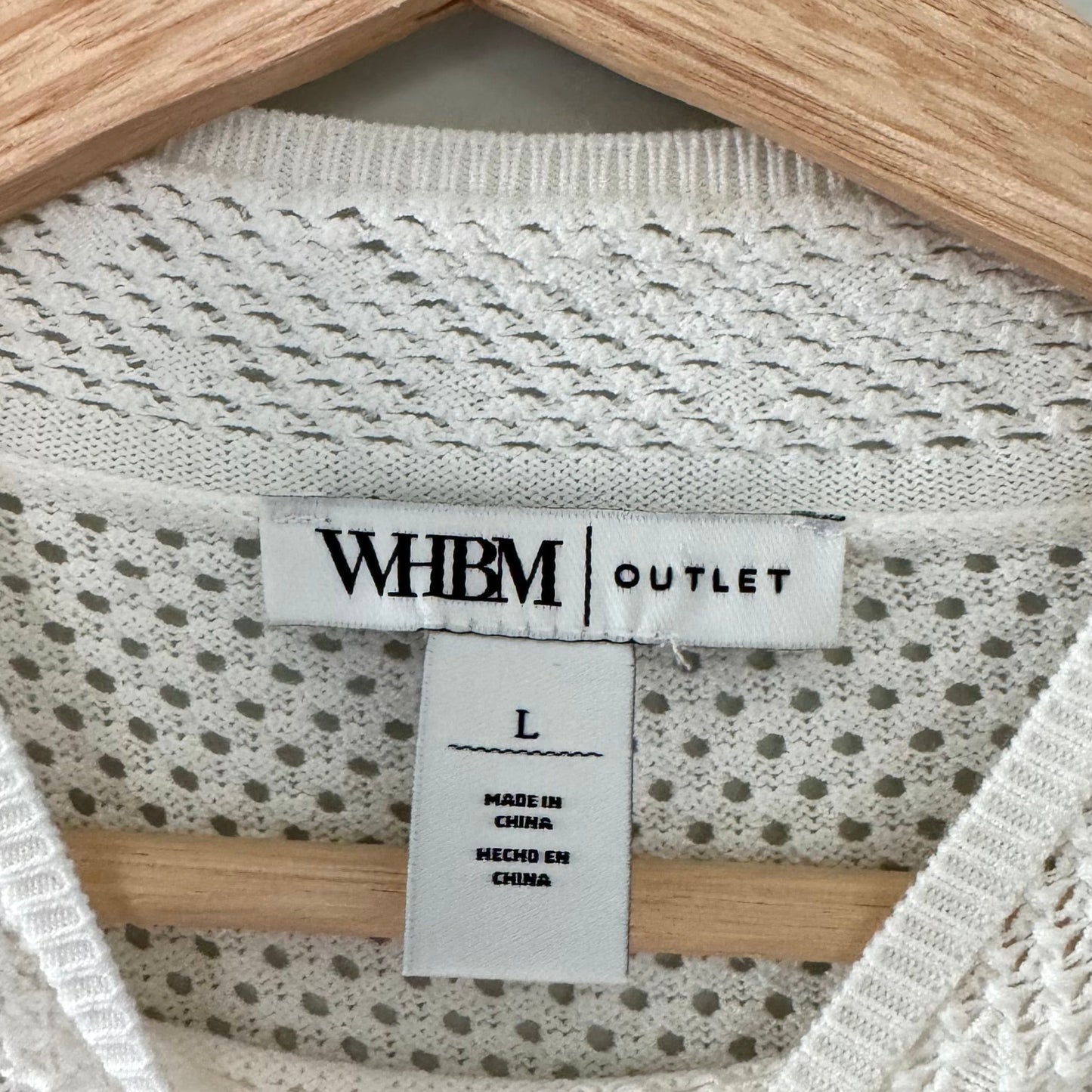 WHBM White Pointelle Long Sleeve Sweater (L)