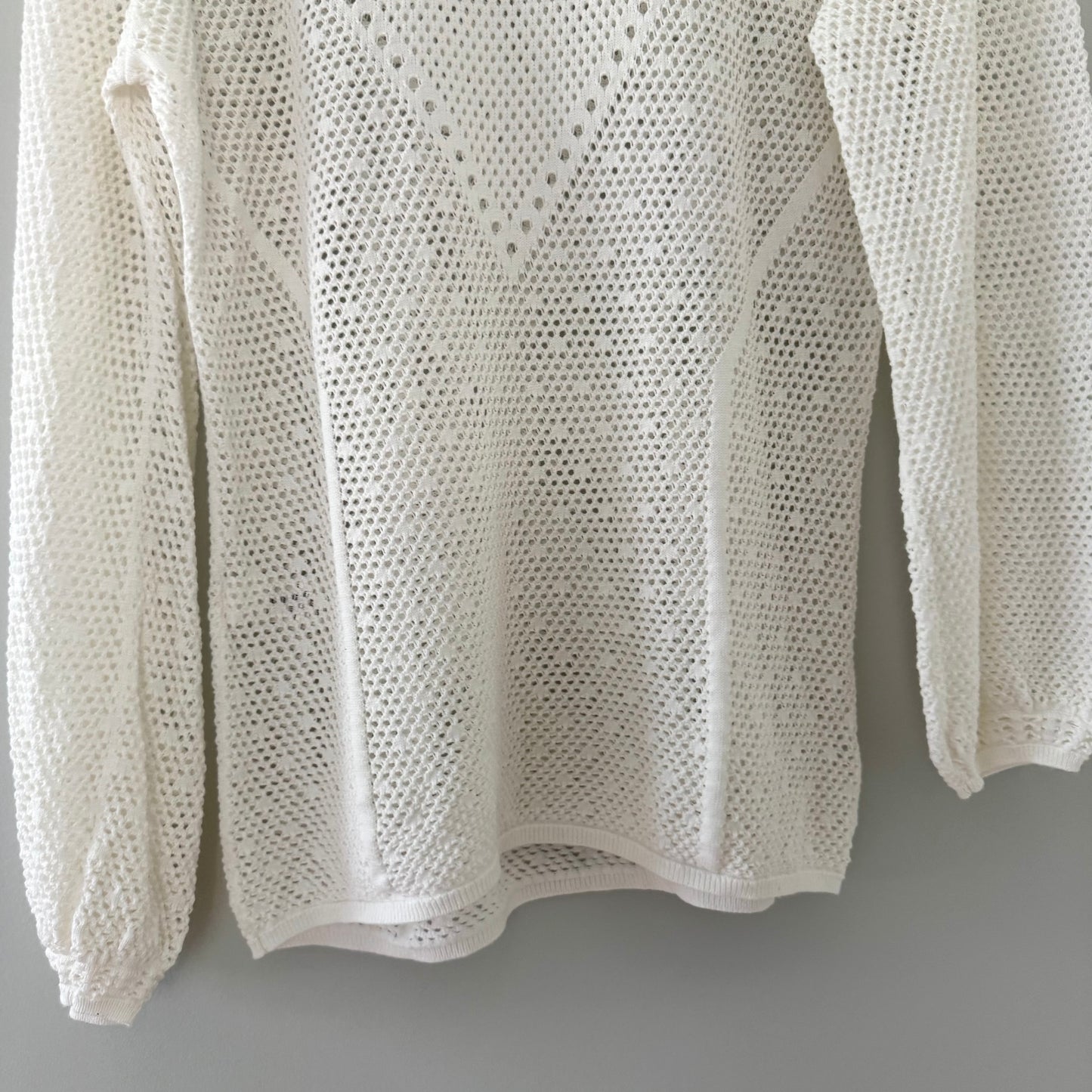 WHBM White Pointelle Long Sleeve Sweater (L)