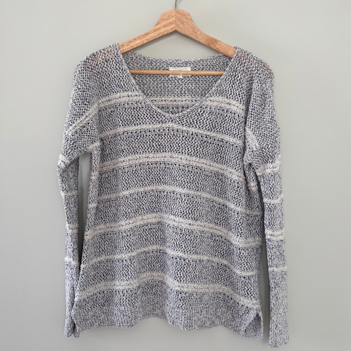Lou & Grey Blue/White Textured Knit Sweater (XS)