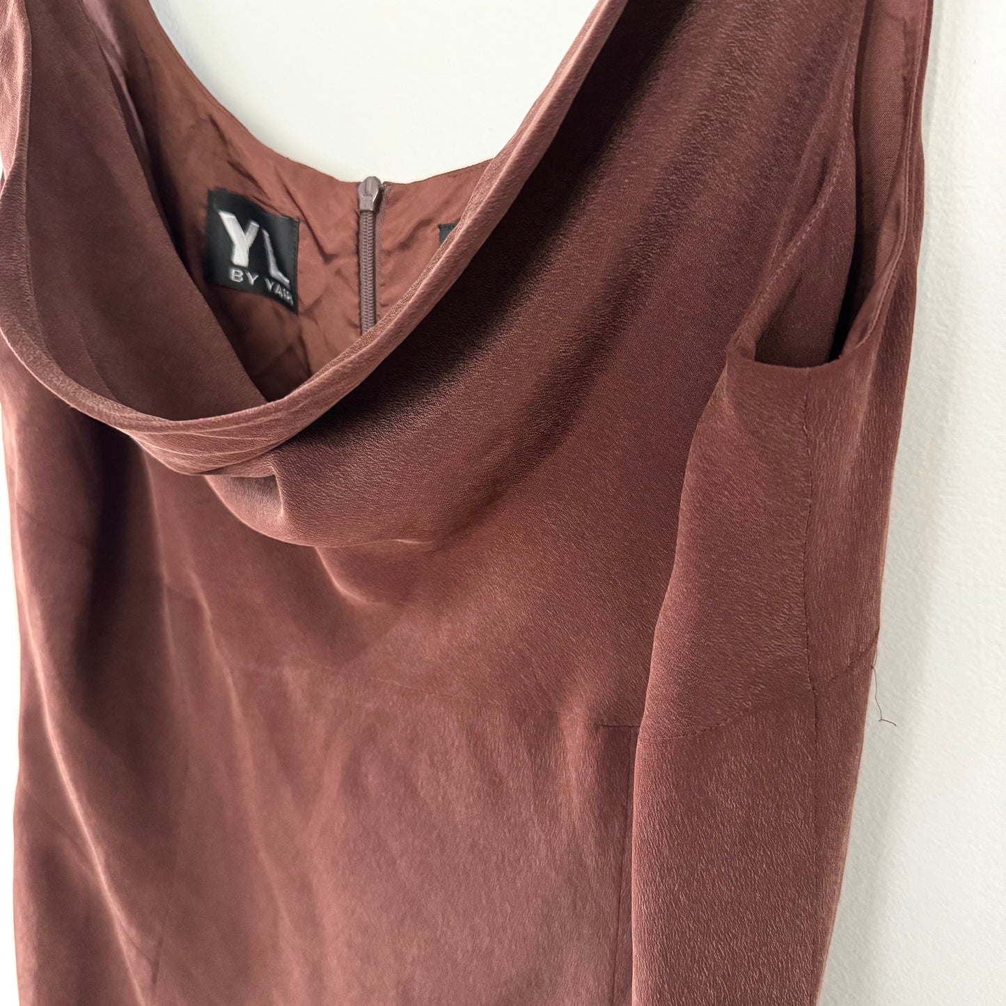 YL by Yair Chocolate Brown Cowl Neck Dress (14)