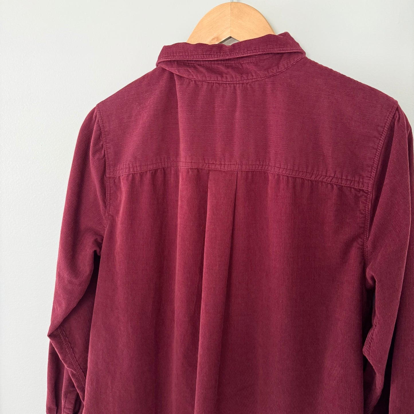 Land’s End Pinwale Cord Rich Burgundy Button Front Dress (M)