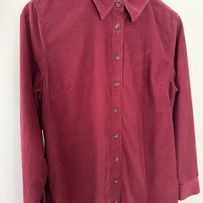 Land’s End Pinwale Cord Rich Burgundy Button Front Dress (M)