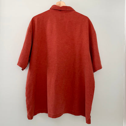 Old Navy Orange Short Sleeve Button Down Shirt (XL)