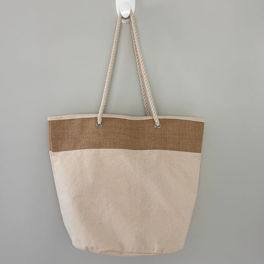 Jute Canvas Rope Tote Bag