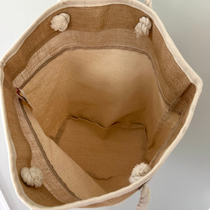 Jute Canvas Rope Tote Bag
