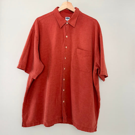 Old Navy Orange Short Sleeve Button Down Shirt (XL)