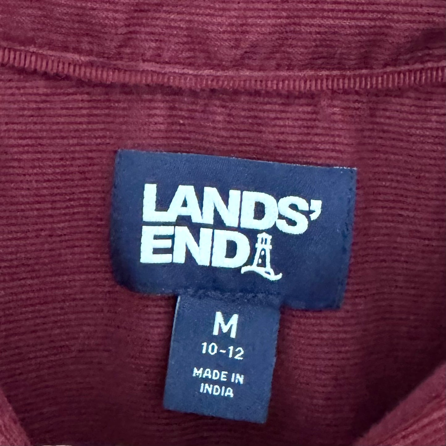 Land’s End Pinwale Cord Rich Burgundy Button Front Dress (M)