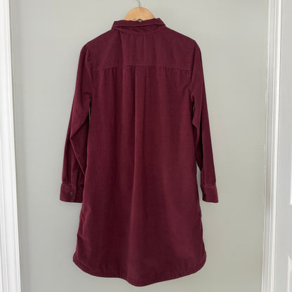 Land’s End Pinwale Cord Rich Burgundy Button Front Dress (M)