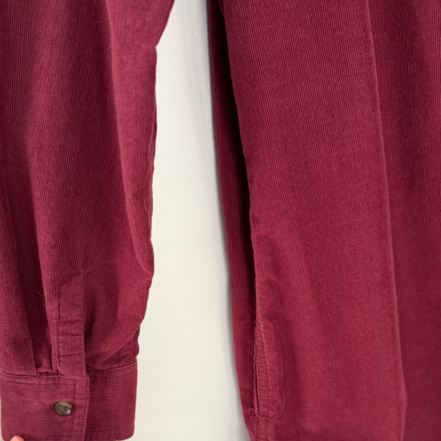 Land’s End Pinwale Cord Rich Burgundy Button Front Dress (M)
