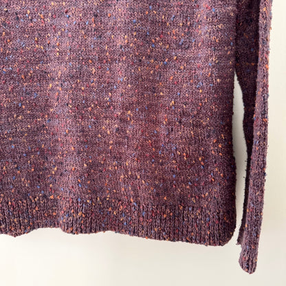 J. Jill Women's Cozy Retreat Tweed Dark Fig Sweater (XS)