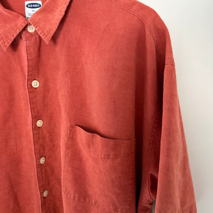 Old Navy Orange Short Sleeve Button Down Shirt (XL)