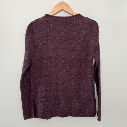 J. Jill Women's Cozy Retreat Tweed Dark Fig Sweater (XS)