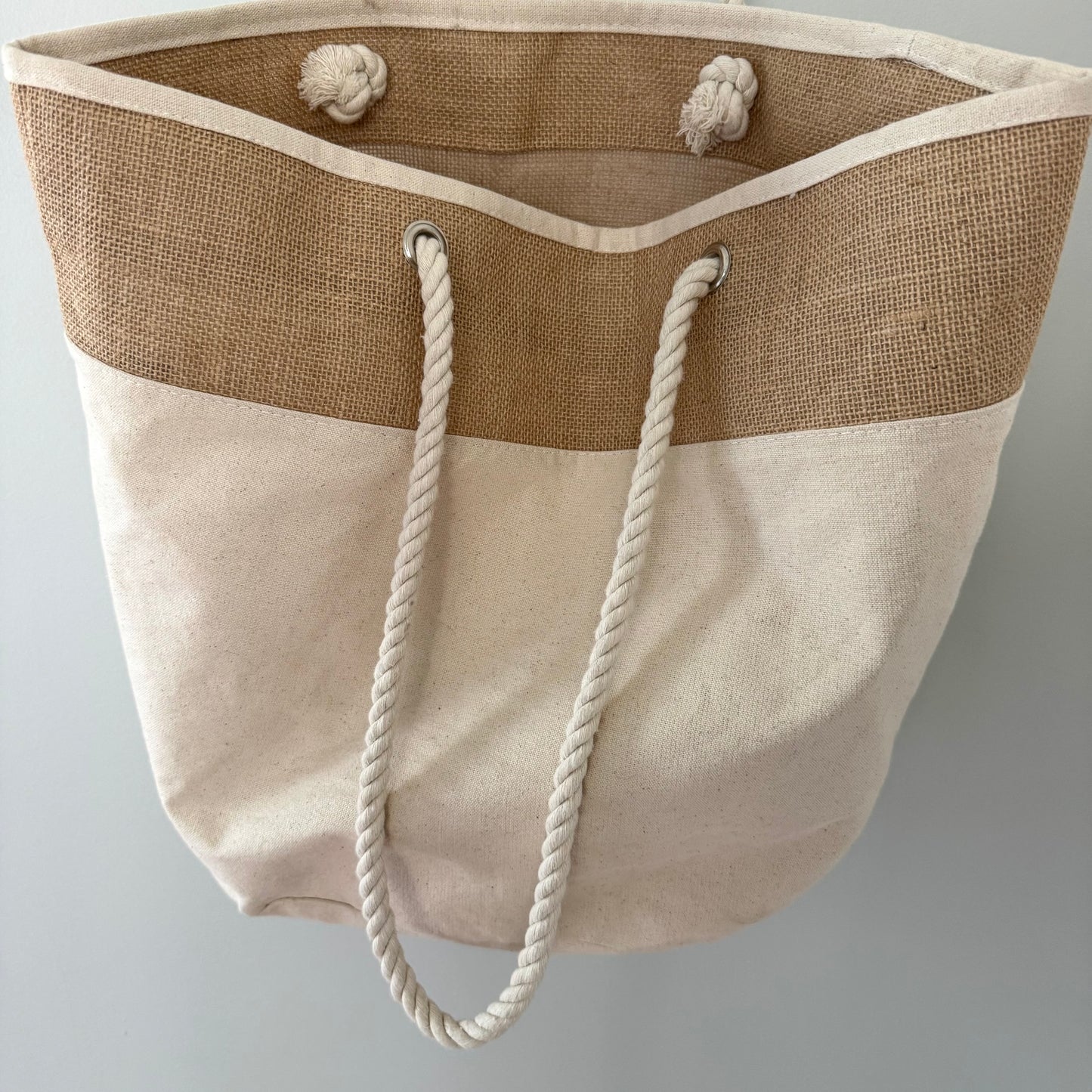Jute Canvas Rope Tote Bag