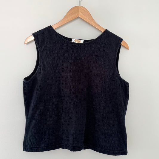 Talbots Petites Black Textured Tank Top (M)