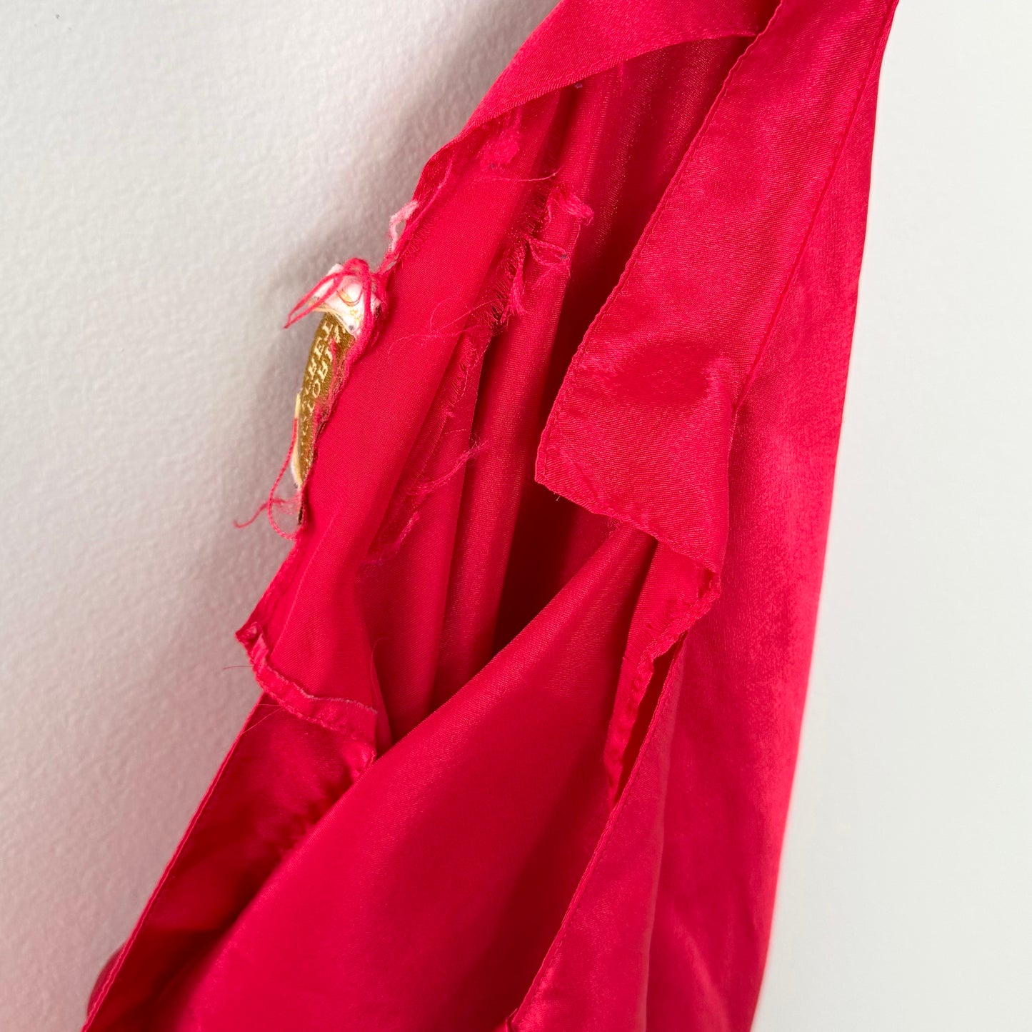 VS Red Satin Slip Dress with Side Ruffle (M)
