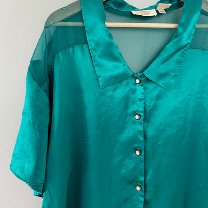 VS Emerald Green Satin Pajama Set (L)