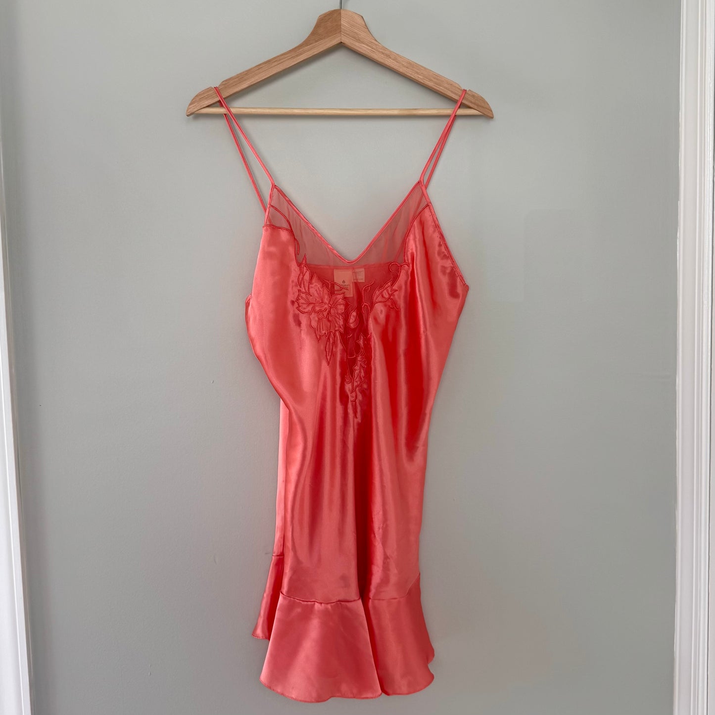VS Coral Satin Slip Dress & Robe (L)