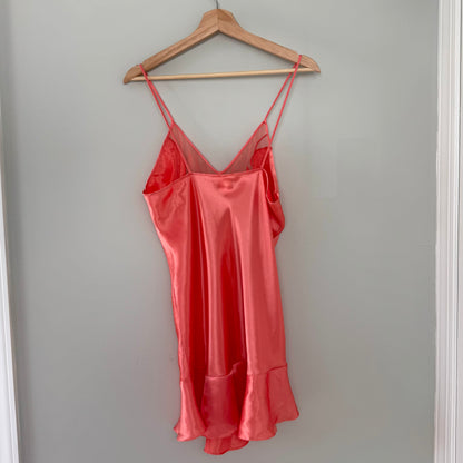 VS Coral Satin Slip Dress & Robe (L)