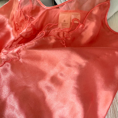 VS Coral Satin Slip Dress & Robe (L)