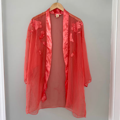VS Coral Satin Slip Dress & Robe (L)