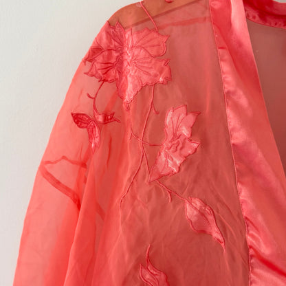 VS Coral Satin Slip Dress & Robe (L)