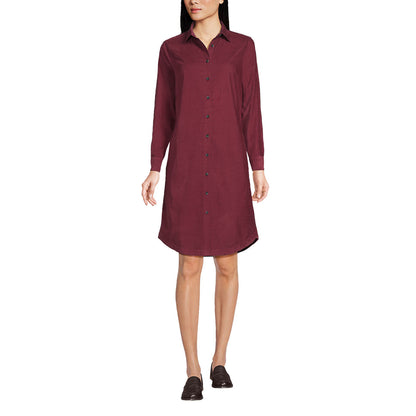 Land’s End Pinwale Cord Rich Burgundy Button Front Dress (M)