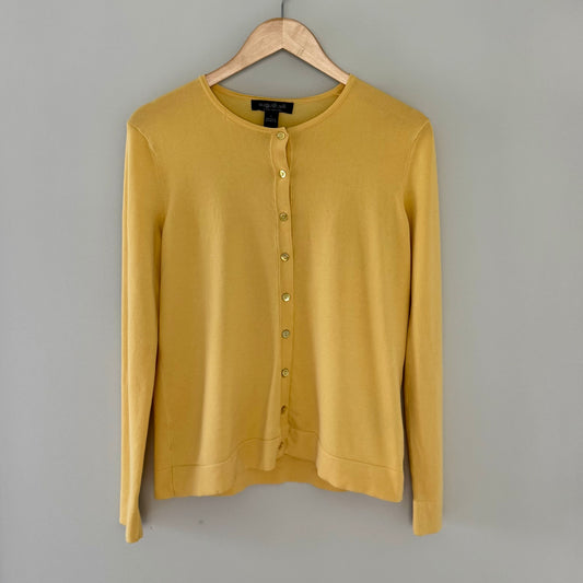 August Silk Yellow Button Up Cardigan Top
