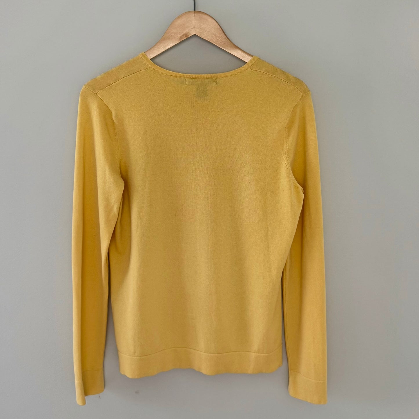 August Silk Yellow Button Up Cardigan Top (Large)