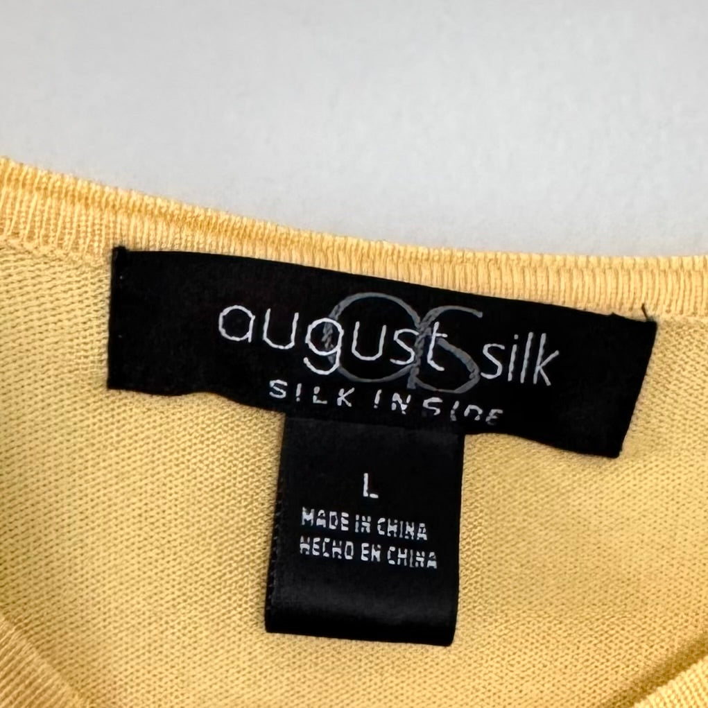 August Silk Yellow Button Up Cardigan Top (Large)
