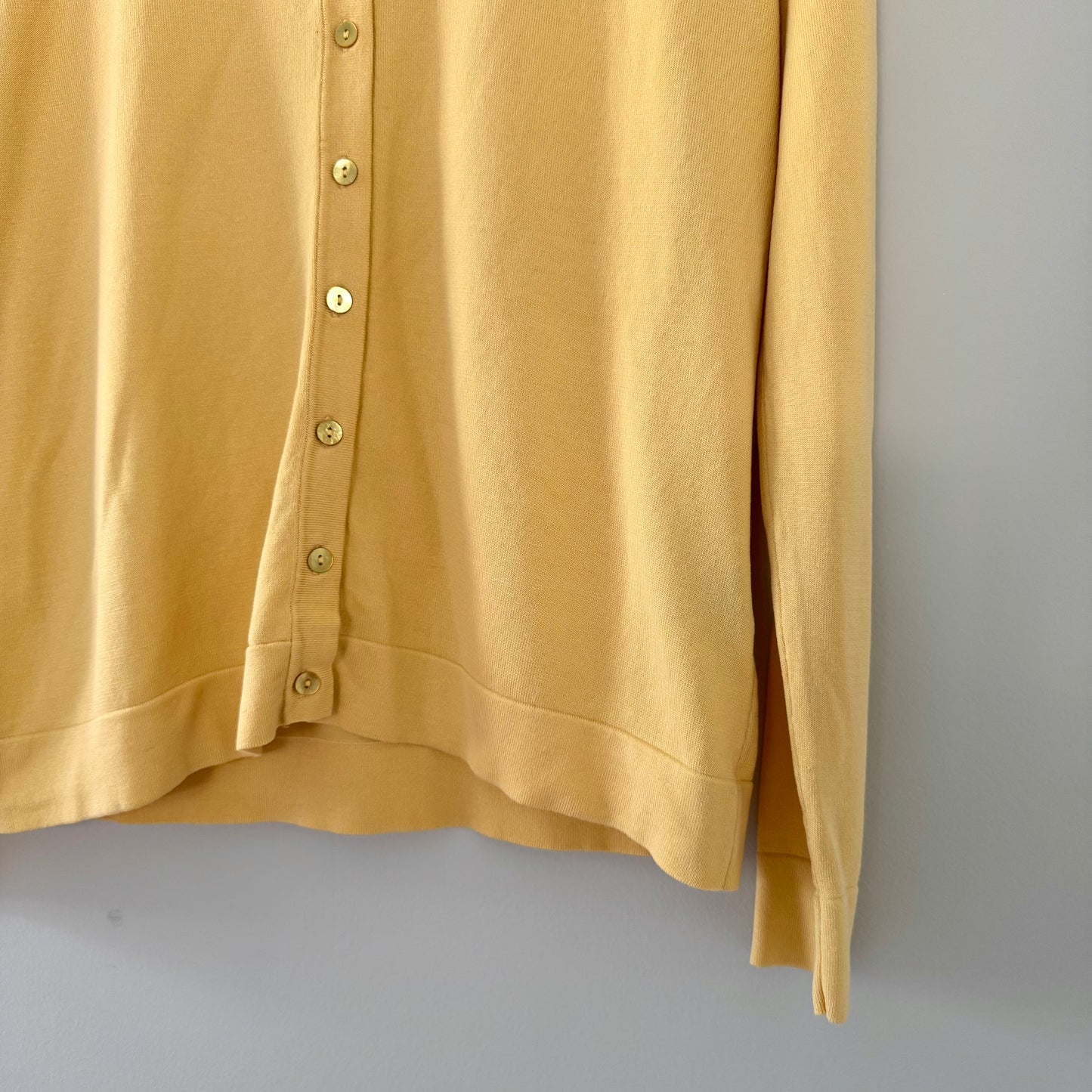 August Silk Yellow Button Up Cardigan Top (Large)