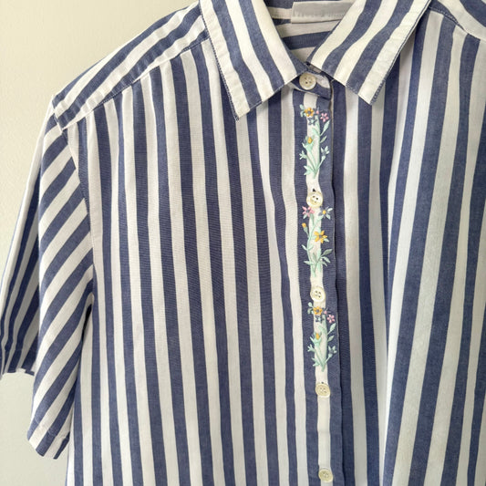 Alfred Dunner Floral Embroidery Button Up Shirt