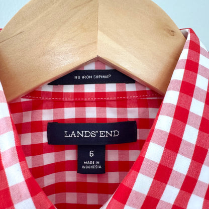 Land's End Red Gingham Blouse (6)