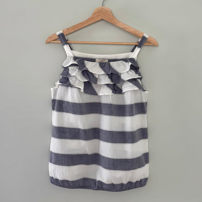 Loft Striped Ruffle Tank Top (S)