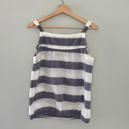 Loft Striped Ruffle Tank Top (S)