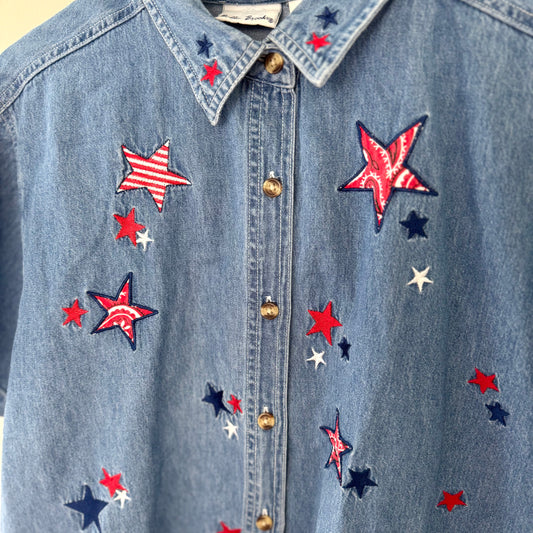 Bobbie Brooks Denim Button Up Star Shirt