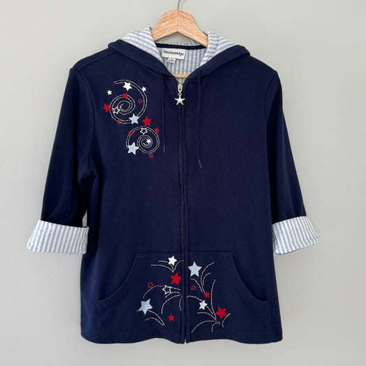 Breckendrige Navy Blue Star Zip-Up Jacket