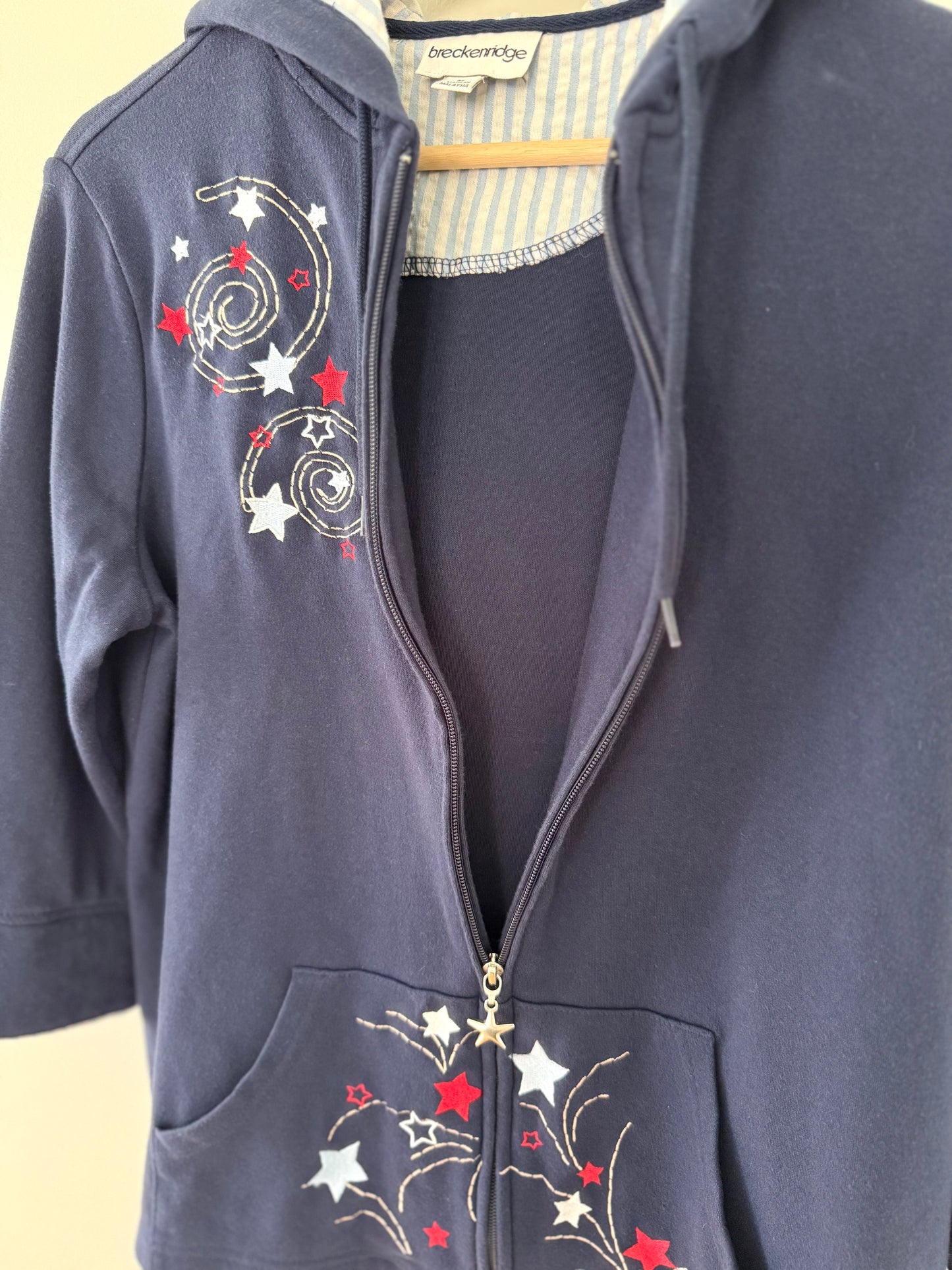 Breckendrige Navy Blue Star Zip-Up Jacket