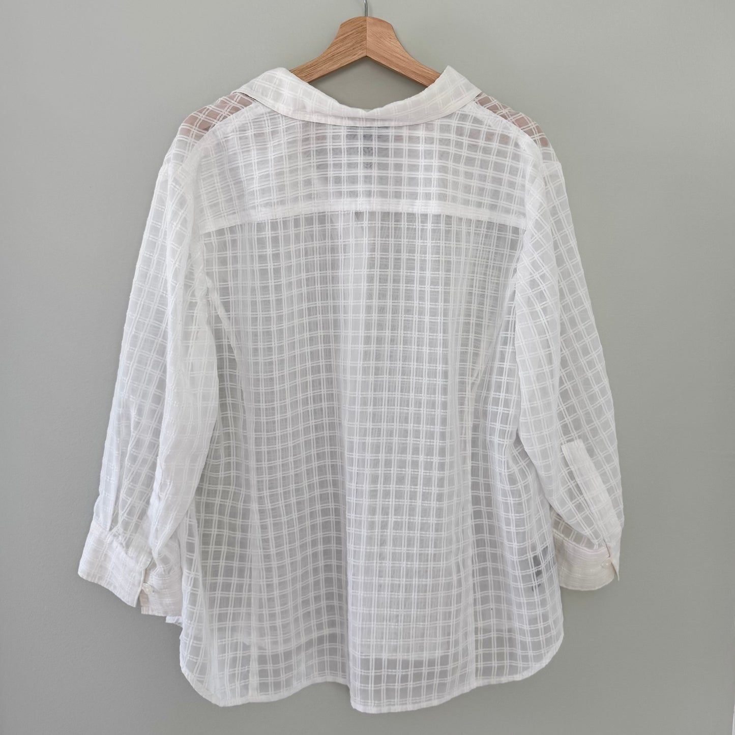 Jones New York Sheer Grid Button Up Shirt (2X)