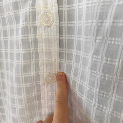 Jones New York Sheer Grid Button Up Shirt (2X)