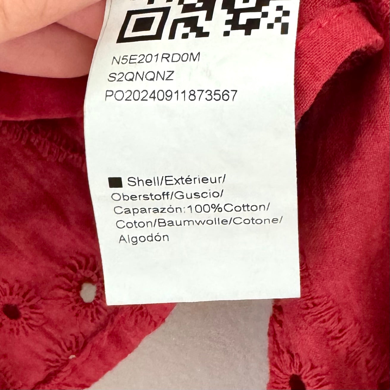 Red Eyelet Embroidery Blouse