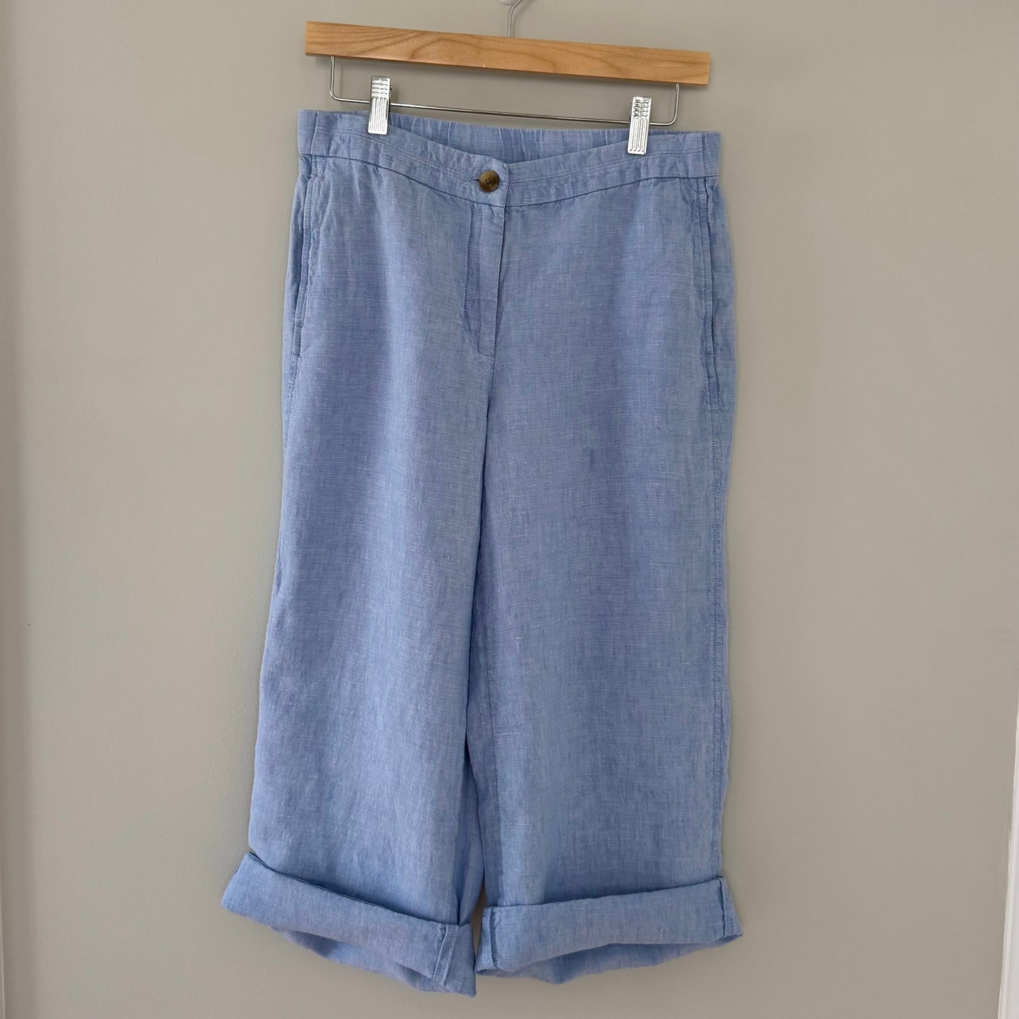 J.Jill Blue Linen Capri Pants (S)