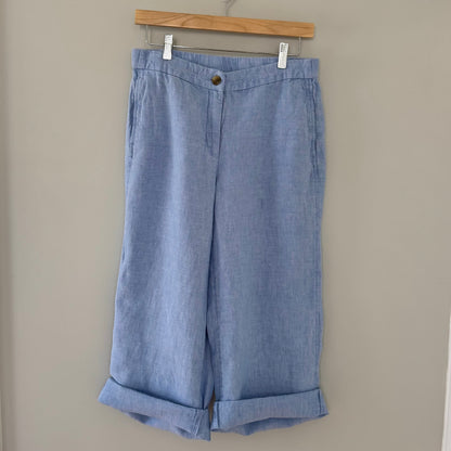 J.Jill Blue Linen Capri Pants (S)