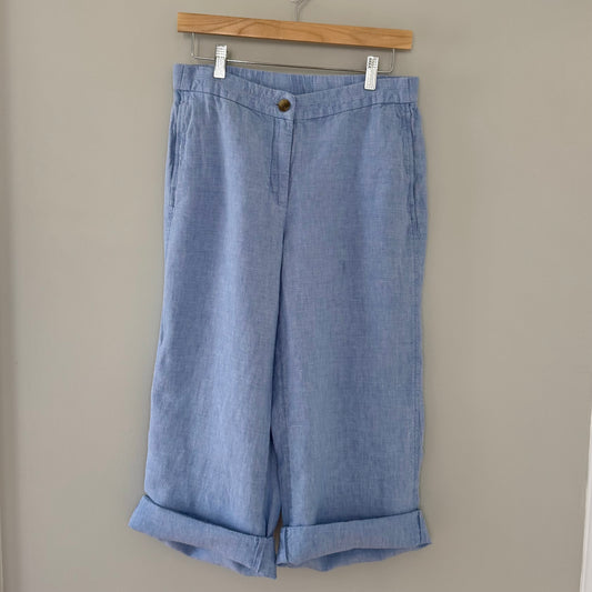 J.Jill Blue Linen Capri Pants (S)