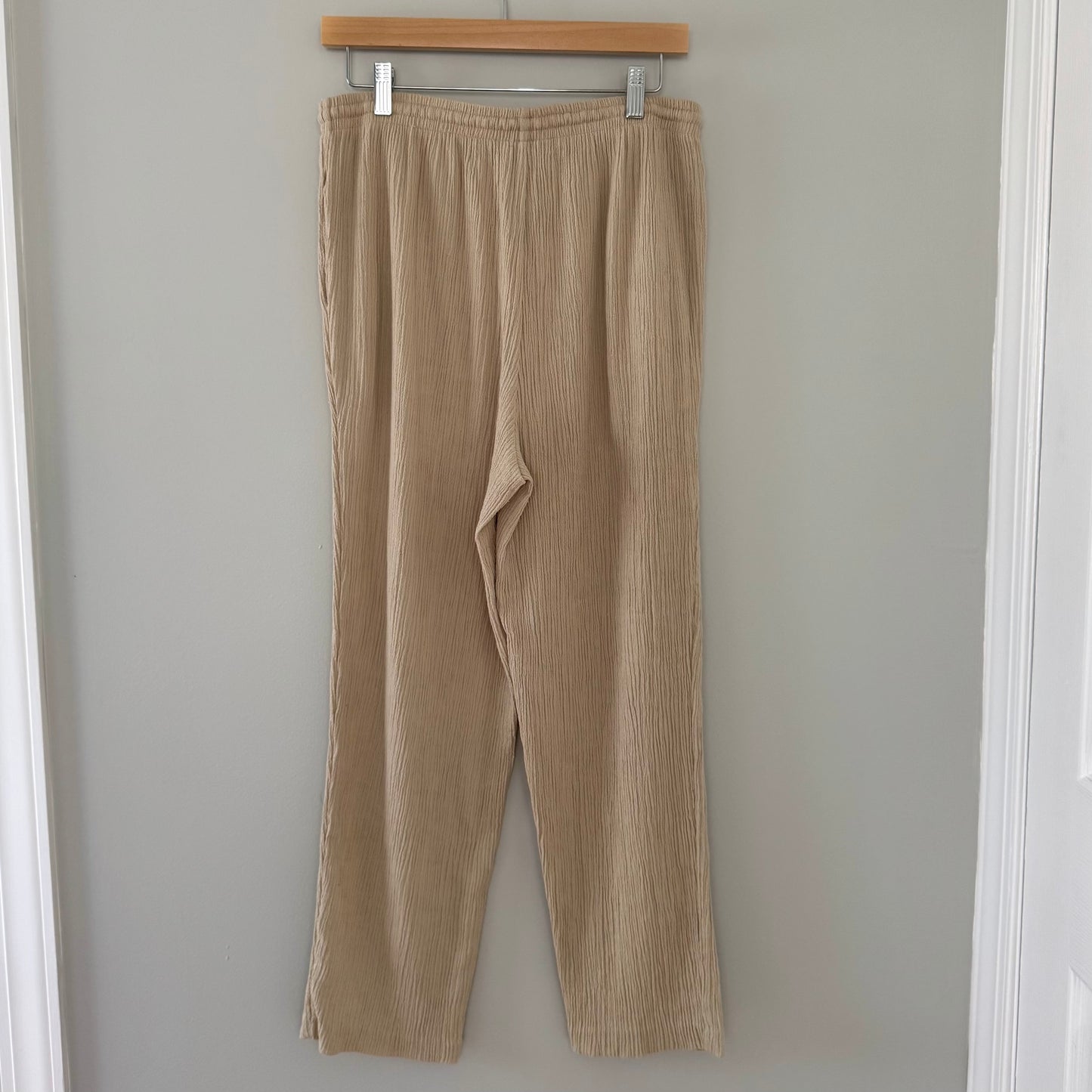 Alfred Dunner Beige Crepe Textured Pants (14)