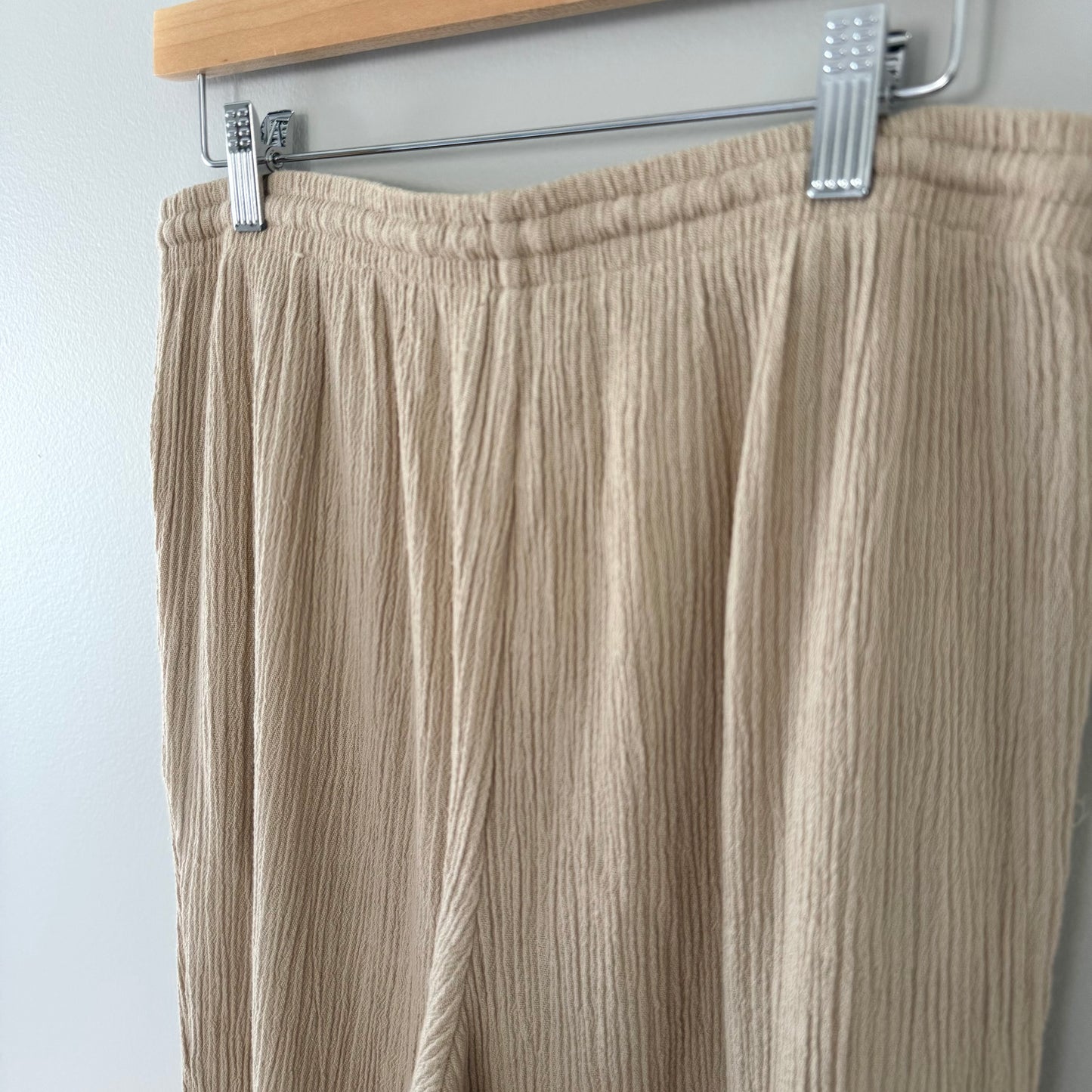 Alfred Dunner Beige Crepe Textured Pants (14)